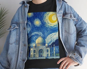 Taj Mahal-tröja med stjärnklar natt | Van Gogh-stil natthimmel, Mughal-arkitektur