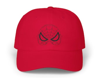 Geborduurde vaderpet spinnenmasker | Web Skull-honkbalhoed