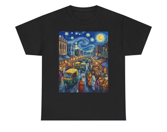 T-shirt med stjärnklar indisk nattmarknad | City Bazaar Nightscape-tröja
