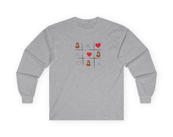 Tic Tac Toe Apa Hjärta Långärmad T-shirt | Baby Punch T-shirt