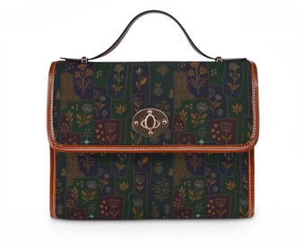 Vattentät tygväska - Vintage blommönster satchel
