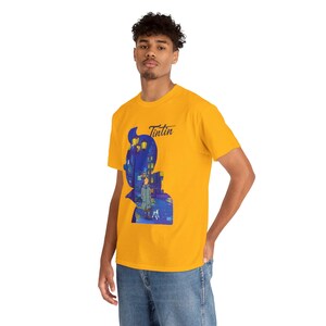 Silhouetillustratie Kuifje T-shirt | Comic Adventure-shirt met print afbeelding 3