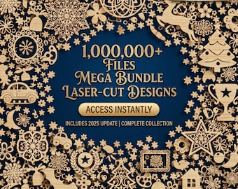 1,000,000+ laser cut files, cnc svg dxf eps png cdr bundle, 3d 2d designs, glowforge ready, ultimate cutting pack download