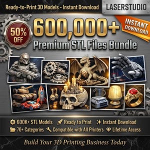 Mega 3D Print Bundle 450,000+ STL Files | Custom STL Maker, CAD Design, 3D Modeling, Print Ready Files Pack