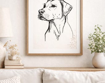 Minimalistyczny szkic psa | Neutralna grafika ścienna dla zwierząt | Plakat z psem do druku