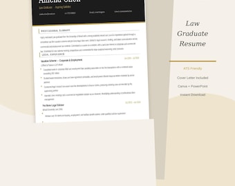 Szablon CV absolwenta prawa Canva | Przyjazny dla systemu ATS | Gotowe do użycia | Zawiera list motywacyjny