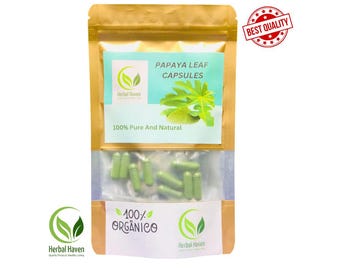 Capsules papajabladeren (600 mg) Natural Herbal Pure / Papaja-kruidensupplement