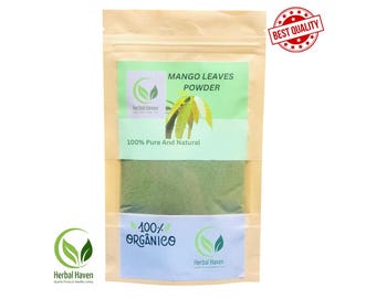 Polvo de hojas de mango naturales para infusiones, suplemento orgánico para el bienestar.