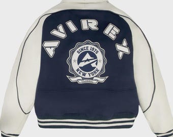 AVIREX Klassisk ullläderjacka Herr Retro Letterman Bomberjacka Vintage College Streetwear Gåva till honom