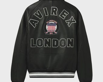 Avirex London Läderbomberjacka Herr Antik europeisk lammskinn Militärjacka Vintage Streetwear Vinterjacka Lyxig Gåva Till Honom