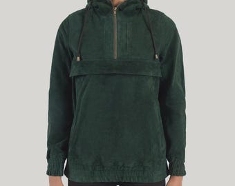 Zest Grön Mockajacka med Huva Dam, Huvtröja i Äkta Mocka, Streetwear-tröja, Vintermodekappa, Present till henne