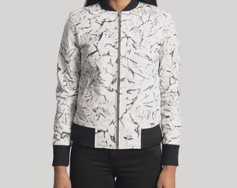 Donna Blake vit läderbomberjacka för kvinnor, äkta läderjacka, vintage streetwear-kappa, vintermode, present till henne