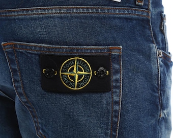 Stone Island Vintage Fade Blue Jeans NWT | Herrslitna denimbyxor Streetwear Y2K-tvättade designerjeans Present till honom