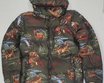 NWT Polo Ralph Lauren Gorham Polo Sportsman Dunjacka Herr Vinterjacka med Huva och Jakttryck | Outdoor Rare Streetwear