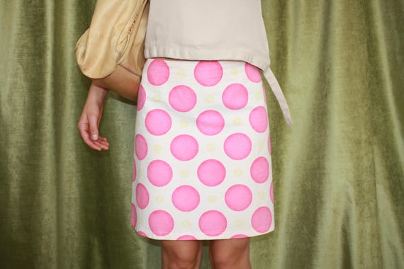 Marni, Marni Spring Summer 2000 Runway Pink and Yellow Fun Polkadot Skirt