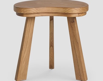 Handmade Solid Wood Tripod Side Table, Rustic Boho Accent Decor