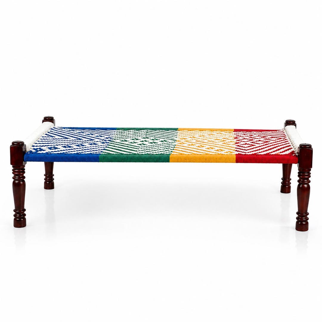 Handwoven Sheesham Wood Charpai Bed, Cotton Rope Daybed, Indian ...