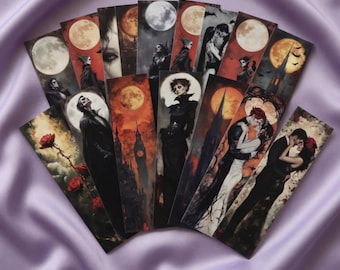 Vintage vampyrbokmärken – Gotisk mörk fantasi läslogg (set om 30)