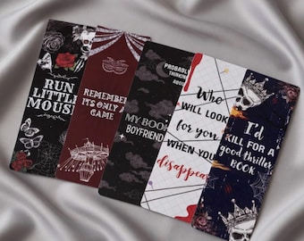 Gotiska magnetiska bokmärken – Skull Rose Spooky Quotes Page Markers