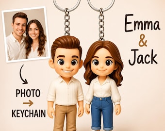 Llavero personalizado de dibujos animados en 3D a partir de una foto / Llavero personalizado con avatar Mini Me