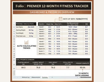 12-Month Fitness Tracker Spreadsheet