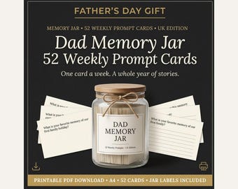 Dad Memory Jar 52 Weekly Prompt Cards