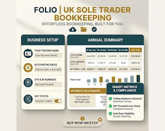 Sole Trader Bookkeeping Spreadsheet