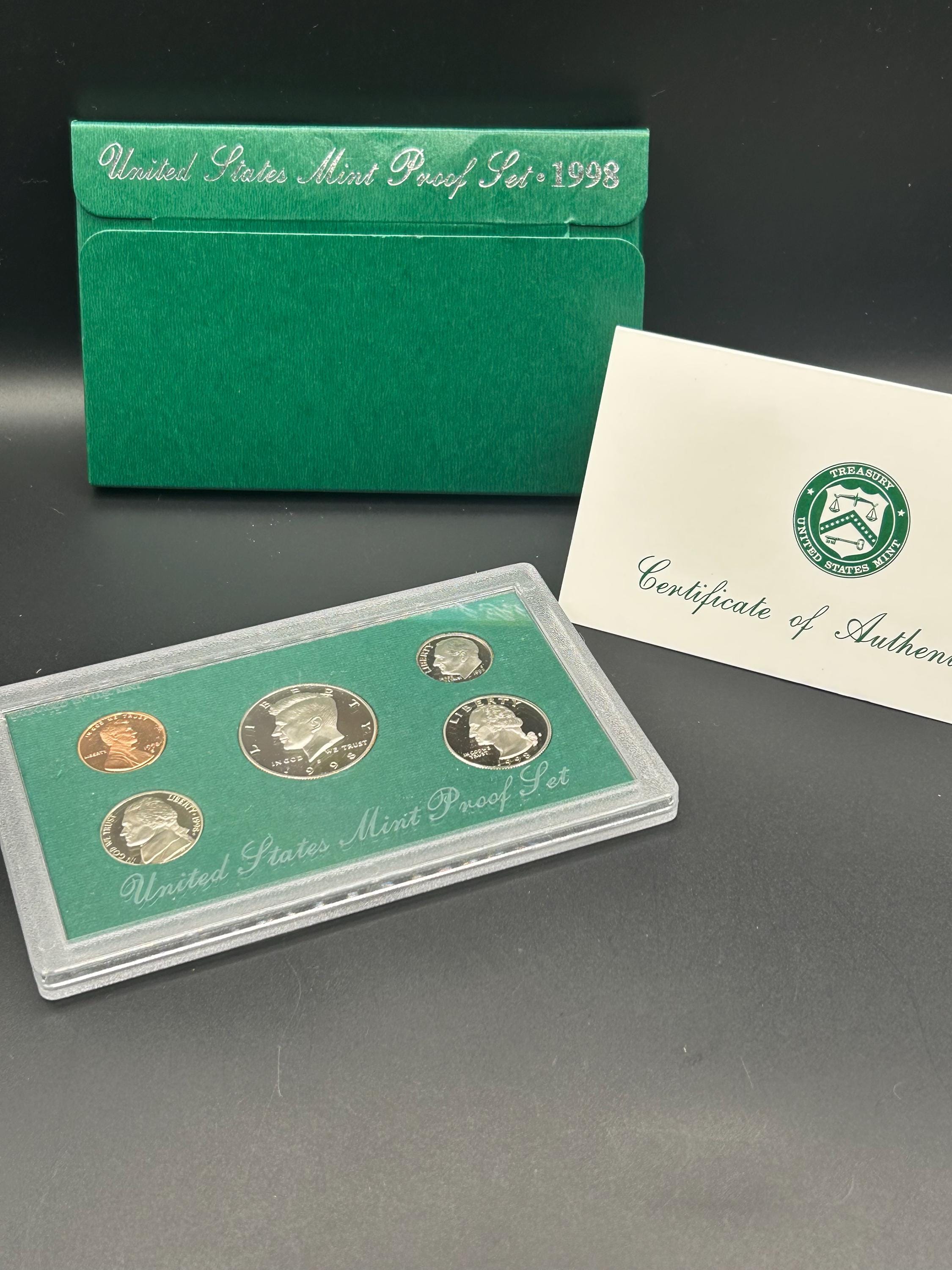 1998 United States Mint Proof Set w/ Five Coins - Collectible Coins