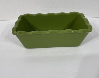 Century Microwave Dishwasher Safe Mini Loaf Pan Green Bread Ceramic 6” X 3.5”