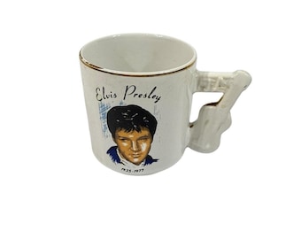 Vintage Elvis Presley Mug Cup~Guitar Handle~1935-1977~Ceramic