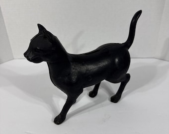 Hucha de hierro fundido vintage con forma de gato negro de 23 cm (9 pulgadas) - Tope de puerta - Decoración del hogar