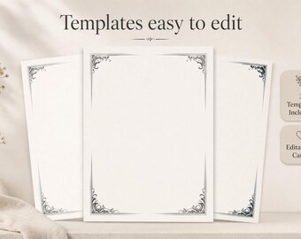 Plantilla de menú de boda ornamentada, marco decorativo vintage, diseño de lujo en Canva (3 plantillas)