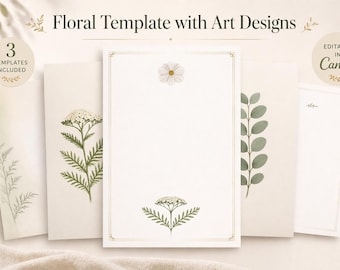 Soft Botanical Menu Template, Elegant Herb Dinner Card, Minimalist Floral Design (5x7 Printable)