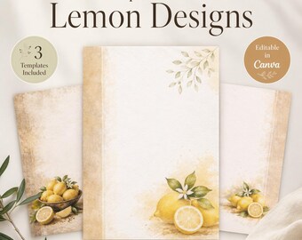 Plantilla de menú con diseño de limón mediterráneo y estilo café cítrico (descarga digital)