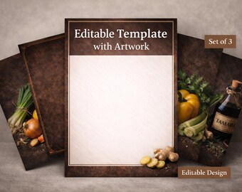 Plantilla de menú con estilo rústico gourmet, juego culinario (5x7 pulgadas)