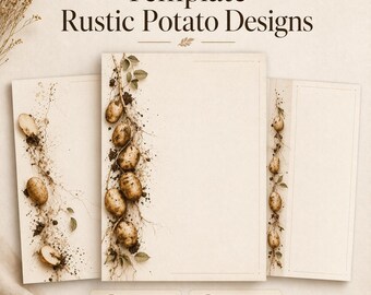 Plantilla de menú rústico de patatas, restaurante de la granja a la mesa, diseño de cafetería orgánica (editable)