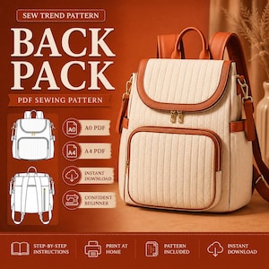 Quilted Backpack PDF Sewing Pattern | Beginner Bag Pattern | Instant Download | DIY Fashion Backpack | Crossbody Convertible Bag Pattern