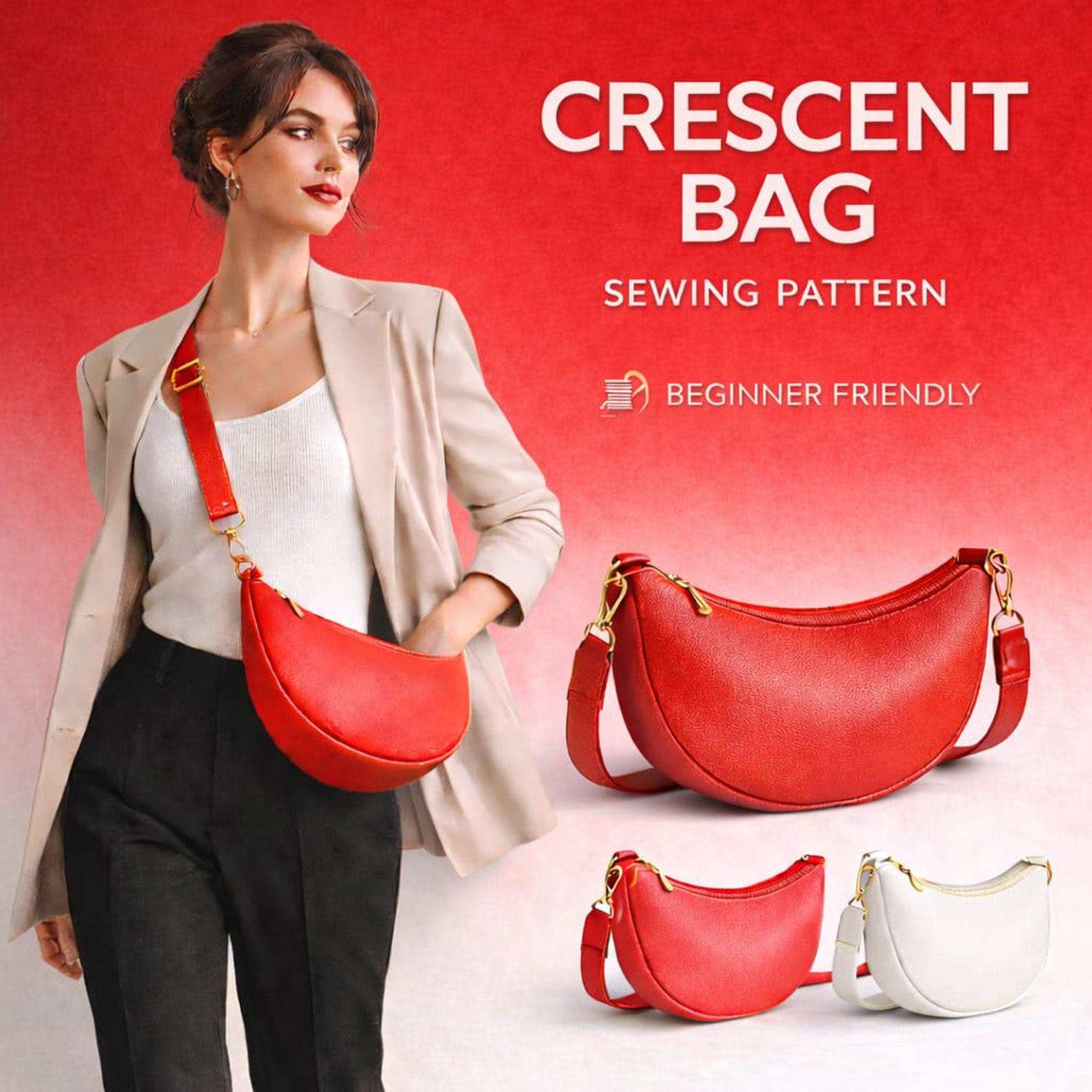 Crescent Bag Sewing Pattern Pdf | Crossbody / Shoulder Bag | Beginner ...