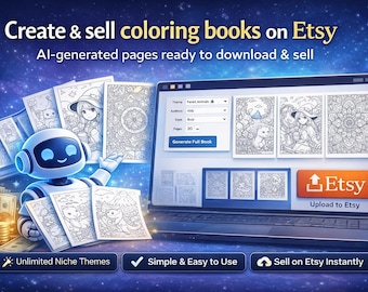 Create Coloring Books to Sell on Etsy | AI Coloring Book Generator | Printable Pages Business | Instant Download