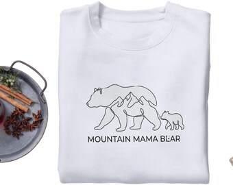 Mama Bear SVG, Mountain Mama PNG, Minimalist Line Art, Mother’s Day Gift, Hiking Mom Shirt Design, Digital Download for Cricut & Sublimation