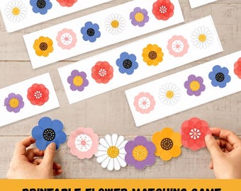 Printable Flower Matching Game - Fine Motor Skills, Color Sorting, Montessori Activity, Printable PDF