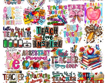 Teacher PNG Bundle, Boho Teacher PNG, teacher appreciation, back to school, rainbow teacher life sublimation, Teacher Shirt Designs, Digital
