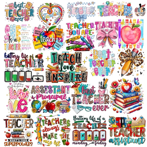 Teacher PNG Bundle, Boho Teacher PNG, teacher appreciation, back to school, rainbow teacher life sublimation, Teacher Shirt Designs, Digital