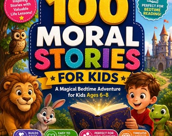 100 Moral Stories for Kids | Bedtime Lessons, Life Values (Canva Editable PDF)