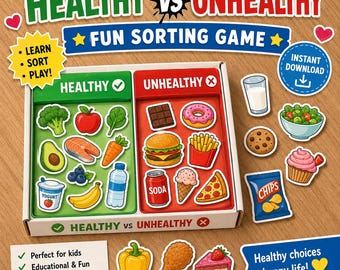 Healthy vs Unhealthy Food Sorting Activity | Montessori Preschool Game (Digital Download)