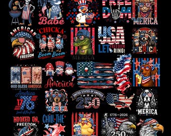 USA 250th Anniversary PNG Bundle, Digital Download, 1776-2026 America Design, Patriotic 4th of July,  Dachshund PNG Retro usa Shirt Design