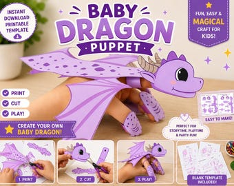 Bird(Dragon) Finger Puppets Printable PDF | DIY Paper Craft for Kids | Bird Craft Activity | Preschool & Kindergarten Craft | Download