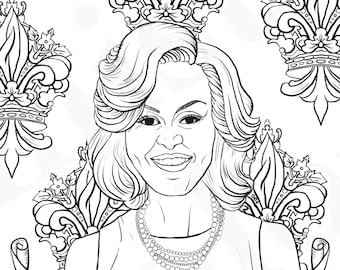 Michelle Obama, First Lady, Feminist Coloring, Portraits, Coloring Pages for Adults, Colouring Pages, PDF, Printable