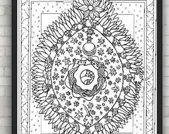 Manuscript illumination from Scivias (Know the Ways) by Hildegard of Bingen, Coloring Pages for Adults, Coloring Sheets, PDF, Printable