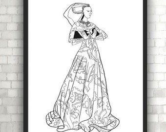 Lady Margaret Peyton, Portraits, Coloring Pages for Adults, PDF, Printable